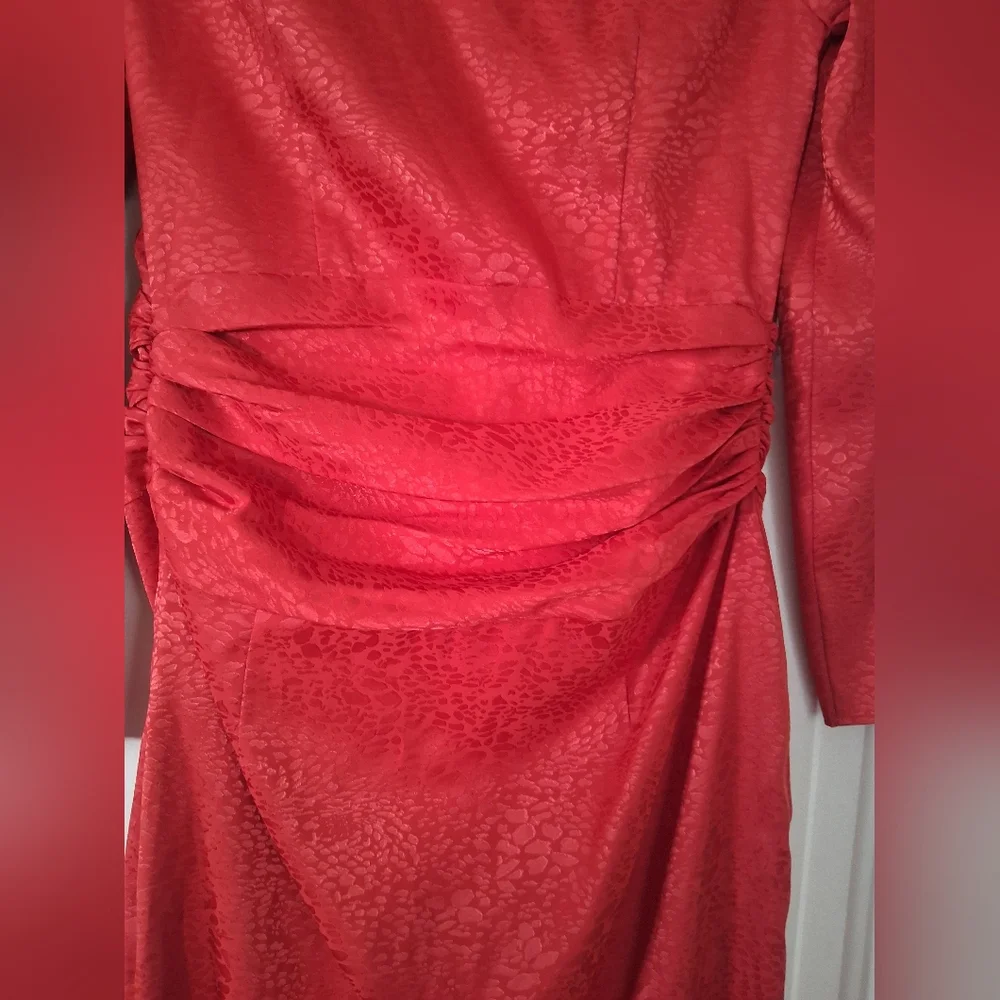 Elegant Red Long Sleeve Dress - Picture 4 of 7